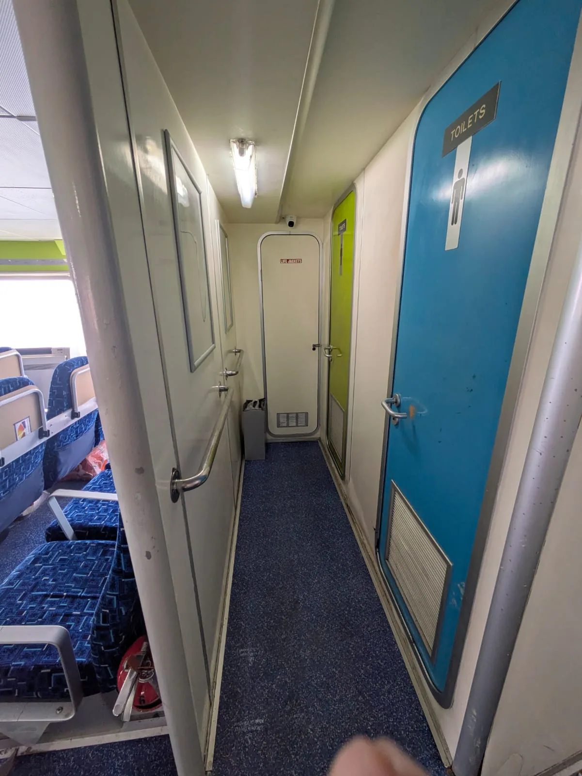 Passenger vessel for sale — corridor to the passenger toilets on the main deck