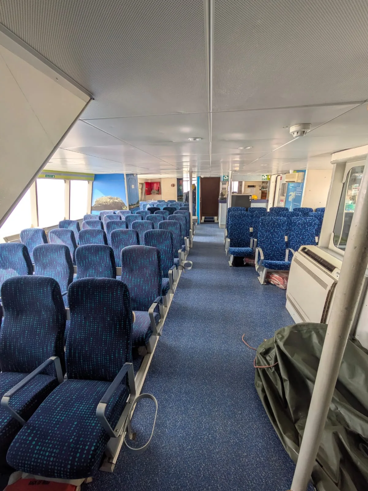 Used passenger vessel for sale — airline-style seating and large saloon windows