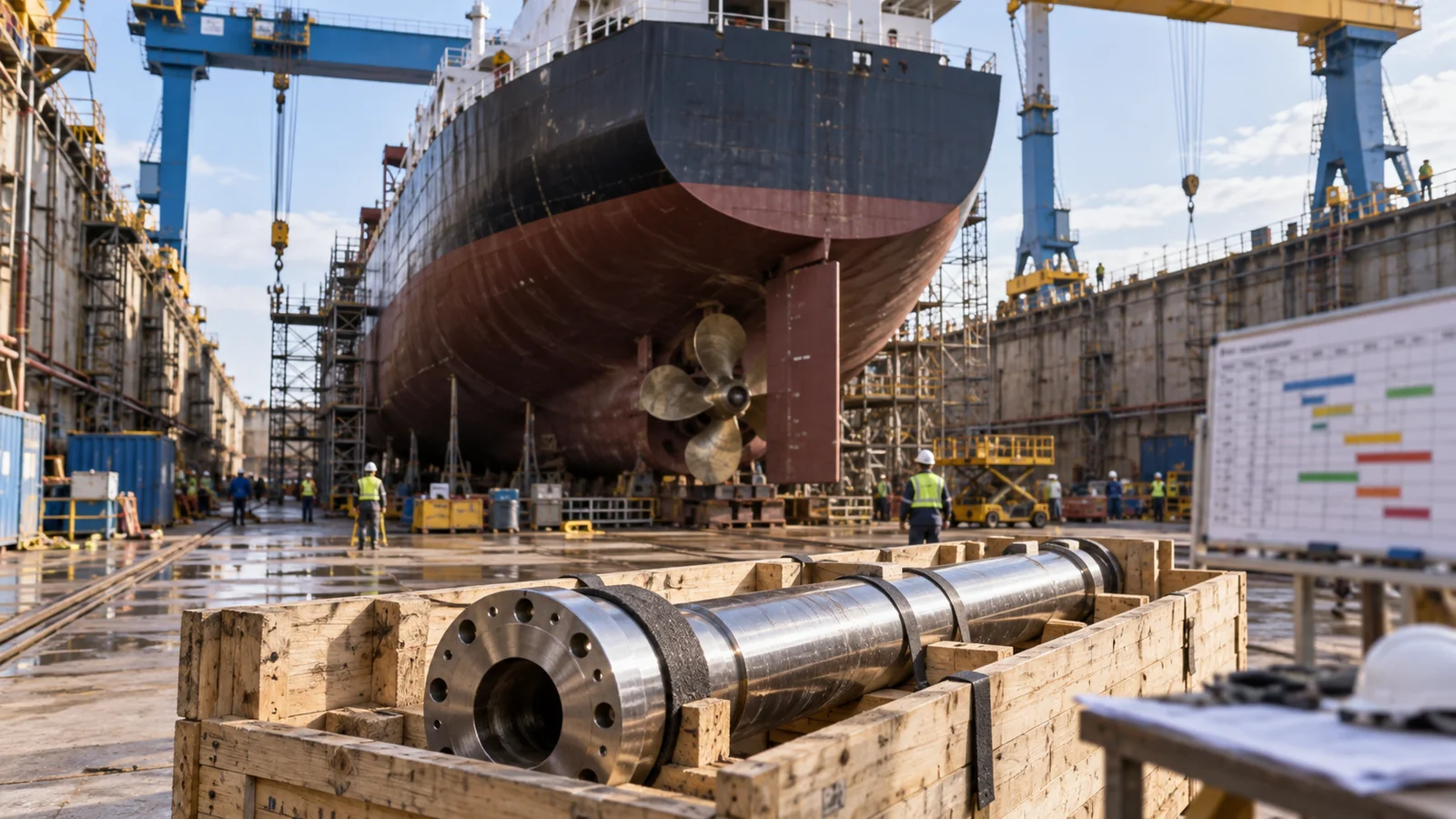 Editorial illustration: How Long Lead Times Affect Ship Repair and Dry-Docking Projects