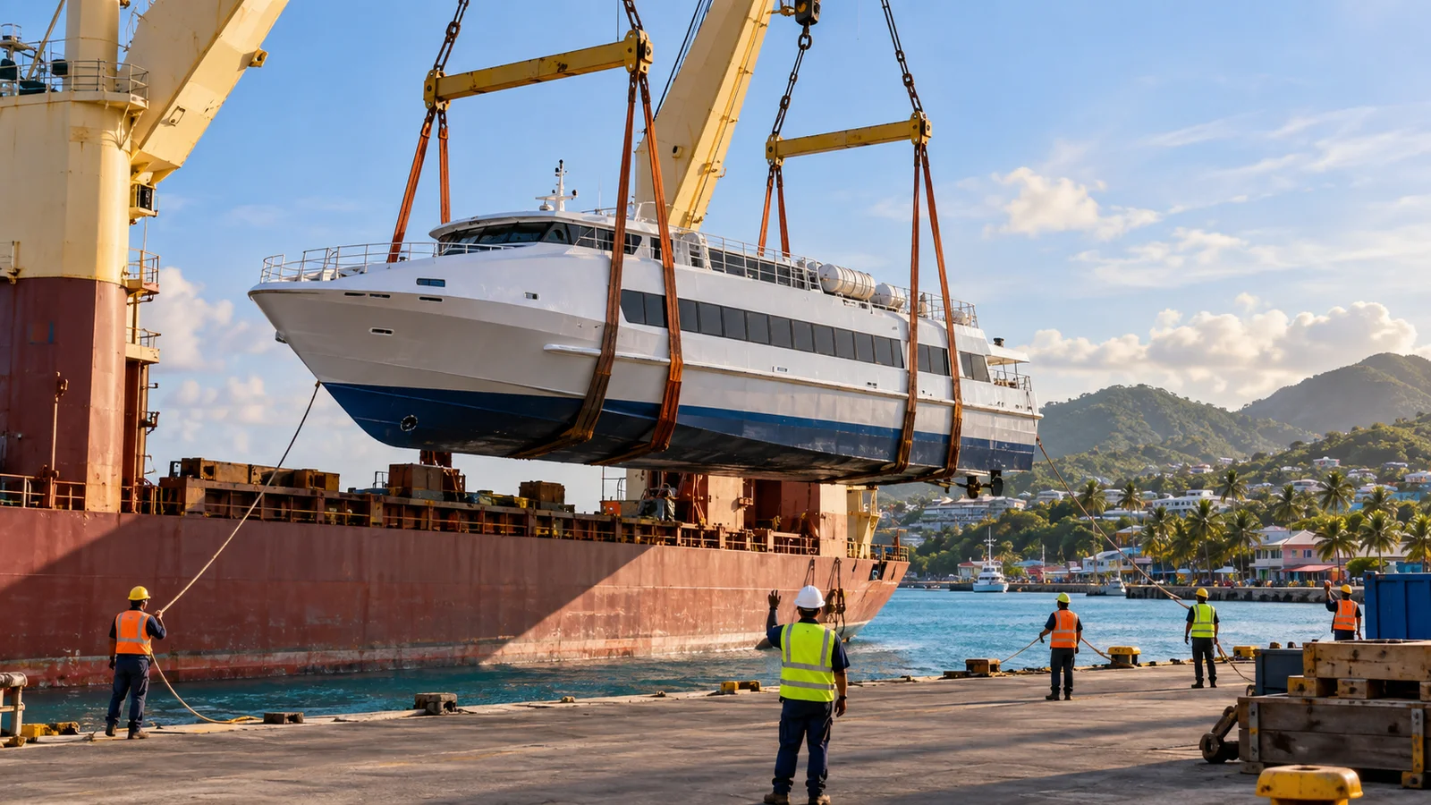 Editorial illustration: Passenger Ferry for Sale for the Caribbean, Latin America and the Pacific Islands